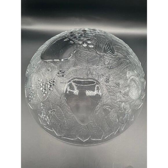 Beautiful Glass Bowl Embossed Fruit and Leaves - Picture 6 of 7